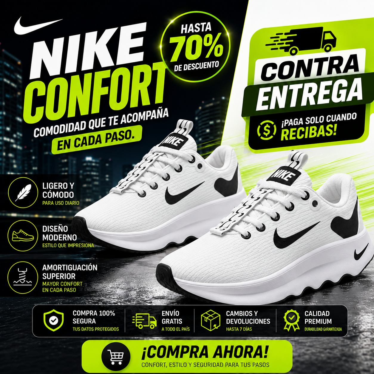 🔥 Nike Motiva Premium | Máximo Confort • 70% OFF Solo Hoy